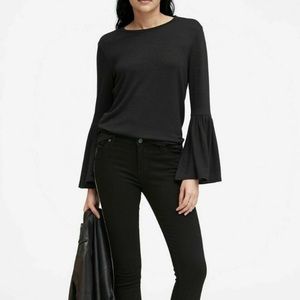 Banana Republic Lightweight Black Long Bell Sleeve Blouse